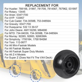 DICMIC 4Pcs Lawn Mower Anti Scalp Deck Wheel Kit Compatible with Rotary 13445 Hustler 788166 31997 781708 MTD 734-04039 & More