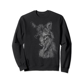 wolf scribble head art Face sketch for lover wolves wildlife Sweatshirt