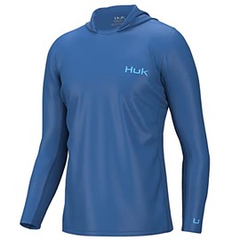 HUK Standard Icon X Hoodie, Fishing Shirt with Sun Protection for Men, Set Sail, Medium