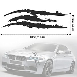 2 calcomanías de marca de garra para coches, calcomanías de faros delanteros de coche, calcomanías de rayas para autos deportivos, SUV, camionetas, ventanas, motocicletas, etc. (negro)