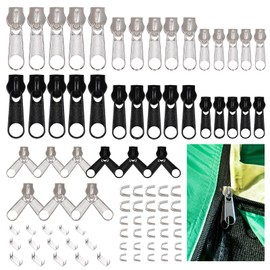 Phinus 84 Pcs Zipper Repair, #3#5#8 Nylon Coil Replacement Zipper, Zipper Bottom Stop & Top Stop Zipper Repair Kit, Double Zipper Replacement for Bags Jacket Coat Jeans Nylon Coil Zippers