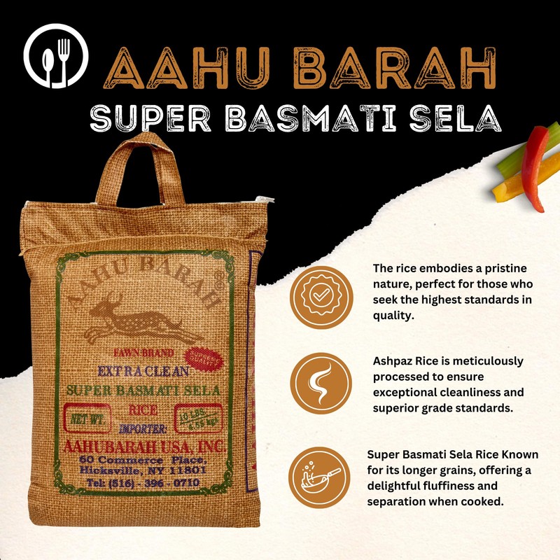 Aahu Barah Basmati Sela Rice - Extra-Long Grain for Superior