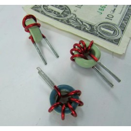 SherrodSurplus 10 Small Vertical Mounted Inductors Toroid Chokes Coils 5 Turns of 16 AWG Wire