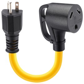 Kanayu 20 Amp to 30 Amp RV Generator Adapter Cord Compatible with NEMA 5-20P to TT-30R 20 Amp 3 Prong Generator to 30 Amp 3 Prong RV Power Adapter with Handle, STW 12 AWG/3C, 12 Inch ETL Listed