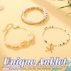 Handcess Boho Beaded Anklets Gold Shell Ankle Bracelet Starfish Anklet