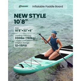 Inflatable Paddle Board,Stand Up Paddle Board Set, Extra Wide SUP Board with Removable Fin, Floating Paddle, Hand Pump, Ankle Leash, Traveling Board