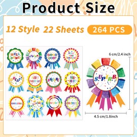 Yeachlaing Reward Stickers Badge Designs,2.4×1.8 Inch Reward Labels Use on Classroom,Outdoor Sports Game,Party,Home,Encourage Stickers（ 264pcs,1bag ）