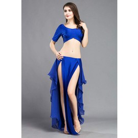 ROYAL SMEELA Belly Dance Costume Set for Women Chiffon Belly Dancing Skirts and Tops Dance Dresses Bellydance Outfit One Size