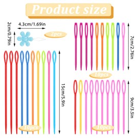 32 Pcs Yarn Needles, Plastic Sewing Needles, 3 Sizes of Large Eye Plastic Needles with Threader, Crafting Knitting Weaving Stringing Needles, Crochet Needles for Handmade Crafts