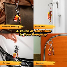 Weeb Keychains Demon Slayer Keychain, Key Ring Set for True Demon Slayer Fans, Anime Gifts with Durable Metal & Vibrant Colors, Phone Charms & Cool Keychains for Bag, Wallet & Car Key | Rengoku