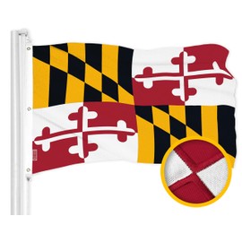 G128 Maryland MD State Flag | 5x8 Ft | ToughWeave Series Embroidered 600D Polyester | Embroidered Design, Indoor/Outdoor, Brass Grommets