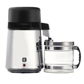 EQCOTWEA Stainless Steel Water Distiller, 1.1Gal/4L Countertop Water Distiller Machine, Water Purifier Distillers with Glass Container to Produce Pure Distilled Water for Hospital, Home, Lab