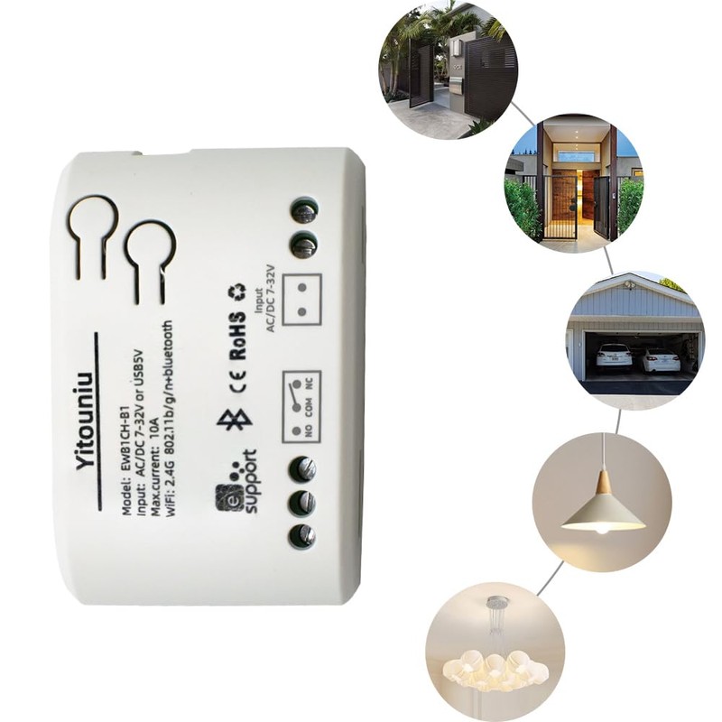 EWeLink 1CH WiFi Smart Switch Point/Self-Locking Relay Switch 7-32V, Mobile