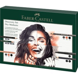 FABER-CASTELL 112925 Drawing Set Discovery 17 Pieces Including Polychromos, Pitt Pastel and Charcoal Pencils, Art Supplies for Beginners