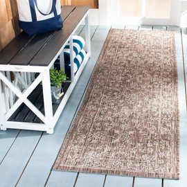 SAFAVIEH Courtyard Collection 2'3" x 6'7" Brown/Ivory CY8680 Indoor/-Outdoor Waterproof Easy-Cleaning Patio Backyard Mudroom Runner-Rug