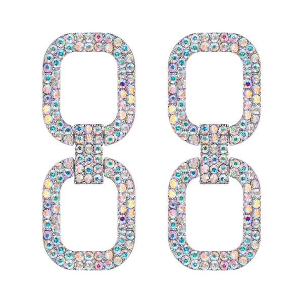 Flyonce Rhinestone Statement Drop Earrings, 7 Colors Crystals Modern Link