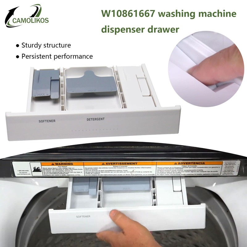 W10861667 Washer Dispenser Drawer W10794820 W10601851 Compatible with Whirlpool Maytag