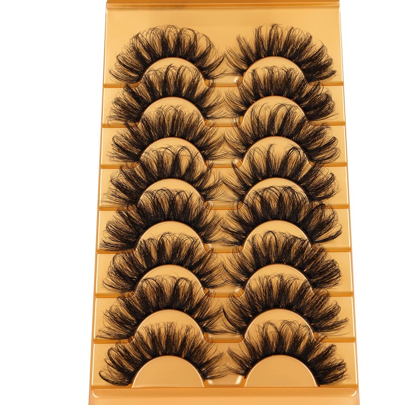 Focipeysa False Lashes Fluffy Mink Eyelashes 18mm Lashes Pack 8D