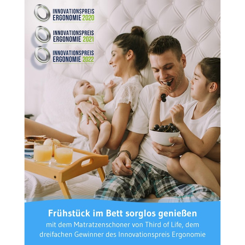 Third of Life Mattress Protector, 200 x 200 cm, Waterproof,