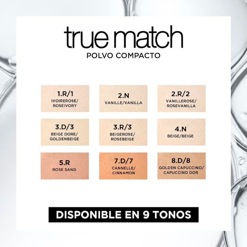 L'Oréal Paris, True Match Polvo, Polvo Compacto Acabado Natural, Hidratante