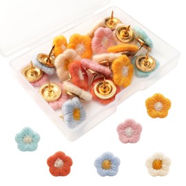 20 Pieces Flower Thumb Tacks, Decorative Pushpins, Decorative Florest Push Pin, CorkBoard Florest Thumbtacks for Home Office Photo Wall Featue Wall, Whiteboard, Cork Board, Map, Bulletin Board