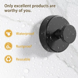 Gabeeriso Suction Hooks,Stainless Steel Suction Bathroom Towel Hook,Suction Hook Shower Traceless Wall Hooks,Hook,Suitable for Bathroom, Kitchen, Home, Hanging Coat, hat (Black Suction Hooks 4 Pack)