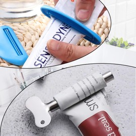 2 Pieces of Toothpaste Tube Squeezer, Anti-Waste Toothpaste Squeezer, for Toothpaste, Pigment, Cosmetics (1pc Metal Tube Squeezer, 1pc Plastic Tube Squeezer)