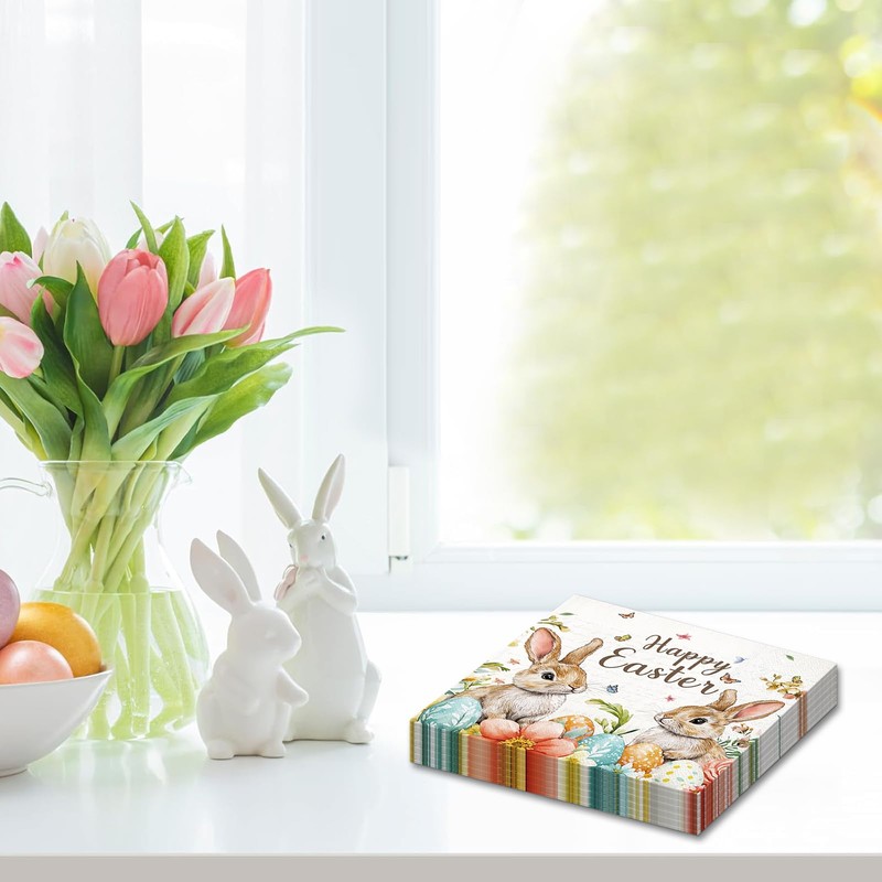 40 Pcs Easter Paper Napkins – 13 x 13 Inch