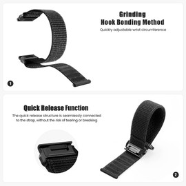 ANBEST 26 mm Nylon Strap for Fenix 7X/Fenix 6X/Fenix 5X/Enduro Bracelet, Ultralight Quick Drying Velcro Watch Strap for Fenix 6X Pro/Enduro 2/Tactix 7 Pro/Descent Mk1/Fenix 3 Replacement Strap