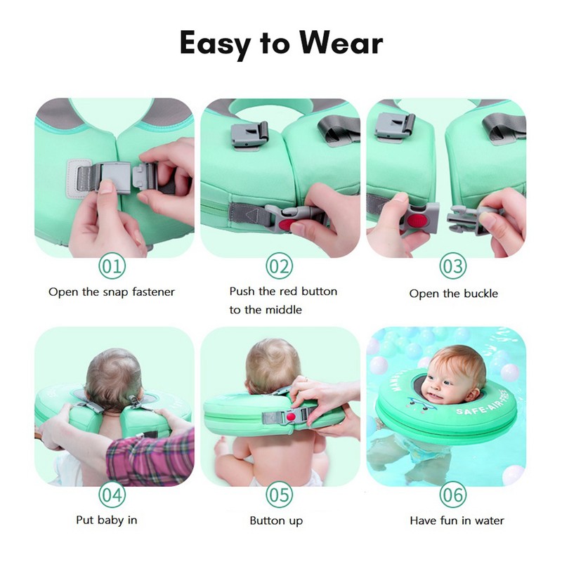 Baby Swimming Neck Ring Non Inflatable Ergonomic Thick Adjustable Baby