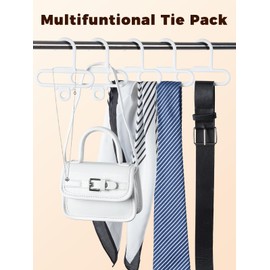 HOUSE DAY Tie Hanger 12 Pack, Belt Holder Rack for Closet Accessories Organizer, Closet Organizers and Storage Hanging Holder Storage Hook for Belt, Tie, Bras, Bags, Scarves - White