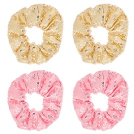 4 Pieces Of Large Intestine Hair Ties, Sequined Hair Ropes, Women'S Hair Accessories, Ponytail Fixed Hair Accessories, Shiny Elastic Rubber Bands, Hair Decoration