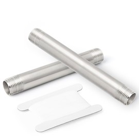 TAISHER 2 Pcs Stainless Steel Pipe Fittings, 1/4" BSP x 1/4" BSP Male Threaded, 100mm Length Nipple Cast Pipe, for Water Oill Air Gas