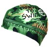 BORN TO SWIM | Green | Fabric Swimming Cap |