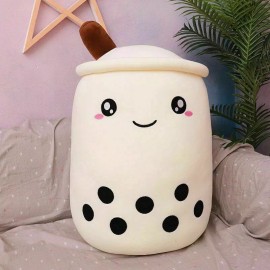 Unbranded Bubble Tea Plush Toy Stuffed Food Milk Soft Doll Boba Fruit Cup Pillow White