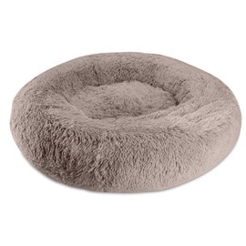 Arlee Donut Round Pet Dog Bed, Memory Foam, Calming Reduce Anxiety, Eco-Friendly Materials Shaggy Vegan Fur, Premium Comfort for All Dogs or Cats with Superior Calming Features - Blush(L)