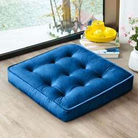 1 MIDDLE ONE Floor Pillow, Memory Foam Meditation Cushion, Floor Pillows for Adults Sitting, Large Square Seat Cushion for Yoga, Living Room, 20x20 Inch (Navy Blue)