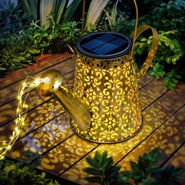 Anordsem Solar Lanterns Outdoor for Homeowners: Metal Cloud Watering Can with Hook - Waterproof Hanging Art Decoration for Garden Patio - Gardening Birthday Gifts for Women Mom Grandma