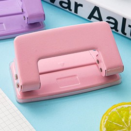 Double Hole Punch, 6mm Professional Ergonomic Design Desktop Paper Punching Tool for Home Office Cardstock Binder or Paper (Sakura Roseate)