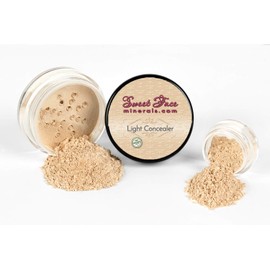 CONCEALER with BRUSH SET Full Size Mineral Makeup Powder Kit Sheer Bare Skin SPF 20 (Light Concealer)