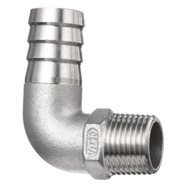 sourcing map 2pcs 90 Degree Elbow Hose Barb Fitting 0.8" Barb x 1/2" NPT Male Stainless Steel Pipe Fitting Air Hose Fittings Coupler Thread Connector Adapter for Water Fuel Air
