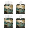 Square Tissue Boxes(5.2"x5.2"x5.2"), Mountains Trees Landscape Sunrise Tissue Holder Decor
