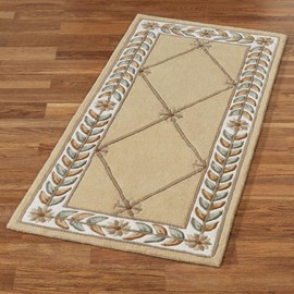 Fleurette Traditional Runner Rug | 2 feet 3 inches x 5 feet | Antique Classic Gold | Elegant Hand-tufted & Handcarved Pure Wool Rectangle Runner Rug with Classic Diamond Latticework, Florals & Leaves