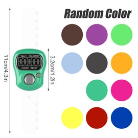 IWILCS Mechanical Hand Counter, 15 Pieces Mini Finger Counter, Round Counter, Digital Hand Held Clicker Counter Mini Golf with Metal Loop for Inventory Measuring Training School (Random Colour)