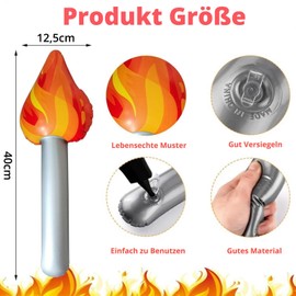 DazzJoy Olympic Games Decoration, Pack of 4 Inflatable Torches Balloons, Inflatable Torches Balloons for Olympic Games, Inflatable Torch Toy Plastic for Sports Events, Sports Meetings