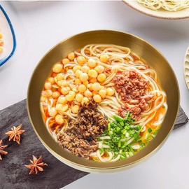 VICASKY Large Stainless Steel Salad Bowl in Elegant Gold Design - Set of 3 Perfect for Kitchen and Serving Salads Soups or Pasta Stylish and Functional