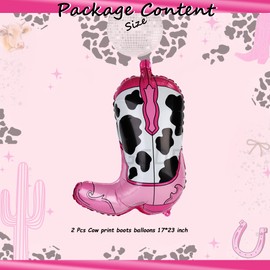 2 Pcs Cow Print Western Disco Cowgirl Balloons - Let's Go Girls Last Rodeo Bachelorette Birthday Party Decor