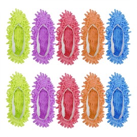 Tyxzle 10PCS/5Pairs Duster Mop Slippers Shoes Cover, Multi Function Chenille Fibre Washable Dust Mop Slippers Floor Cleaning Shoes for Bathroom, Office, Kitchen, House Polishing Cleaning