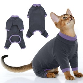 PUMYPOREITY Sticky Hair Cat Clothes, Prevent Hair Loss Cat Pajamas, Soft Cat Sweaters for Cats Only, Cat Hair Sticky Onesie, Cat Recovery Suit After Surgery, Black, XL