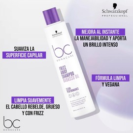 BC Bonacure BONACURE - Frizz Away Shampoo Aceite de Babasú 250 ml, Champú Antiescrespamiento, Limpia el Cabello, Suaviza Superficie Capilar, Mejora Manejabilidad, Aporta un Brillo Intenso, Controla Encrespamiento